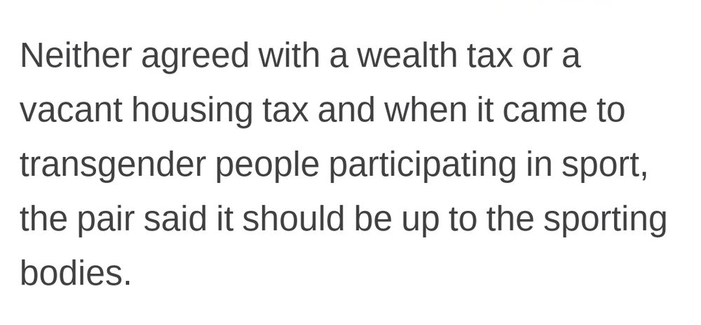 Both leaders say it's 'up to the sporting bodies' to decide on transgender athletes etc