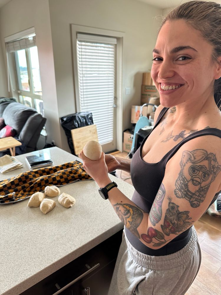 Brain making bagel balls post run. 