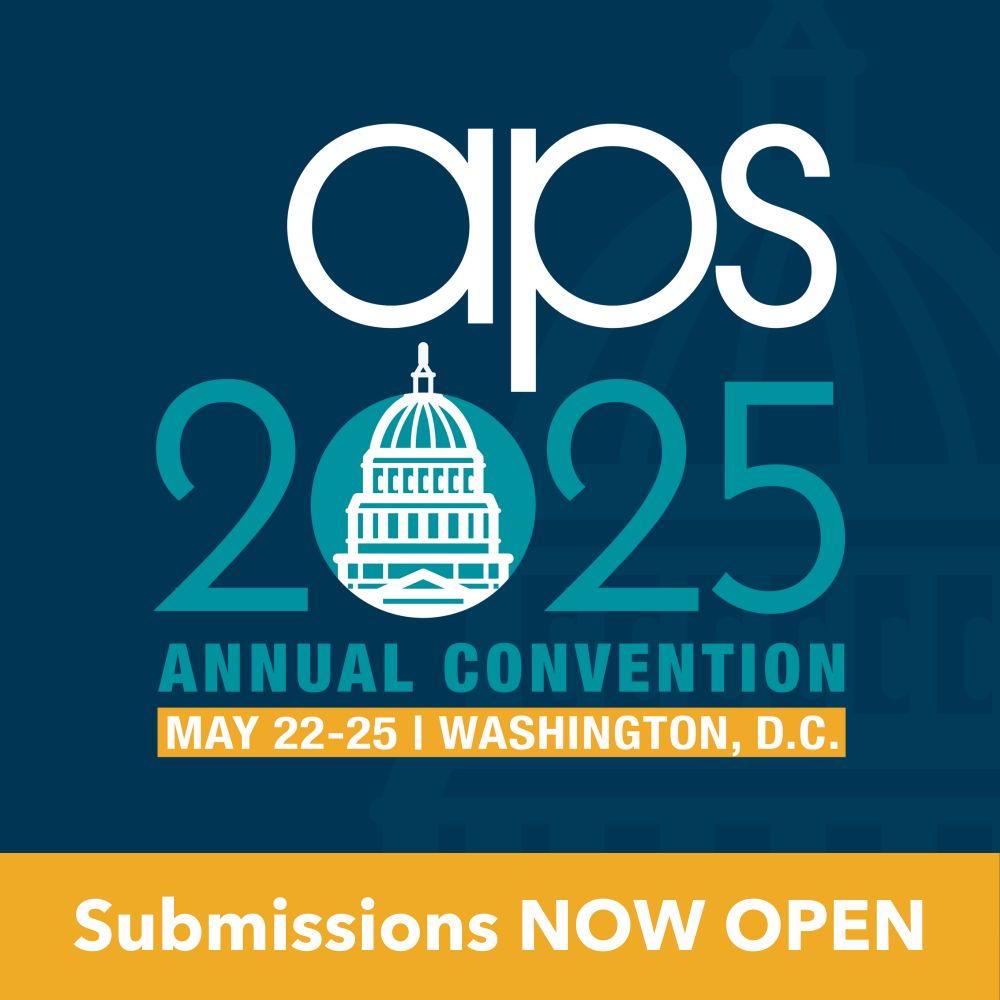 Decorative advertisement for the opening of the 2025 APS Annual Convention submissions. Submit by December 11 