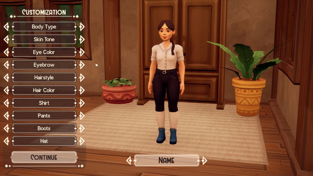 Screenshot from The Ranch of Rivershine, showing the Character Creation screen 