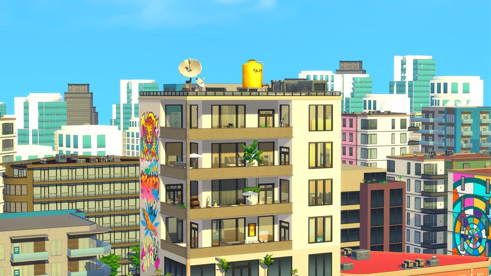 A penthouse residential rental in Ciudad Enamorada that emulates the architecture of the building above it, with four floors.