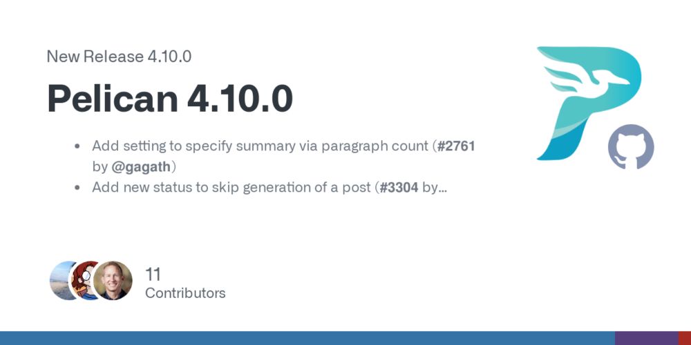 Release Pelican 4.10.0 · getpelican/pelican