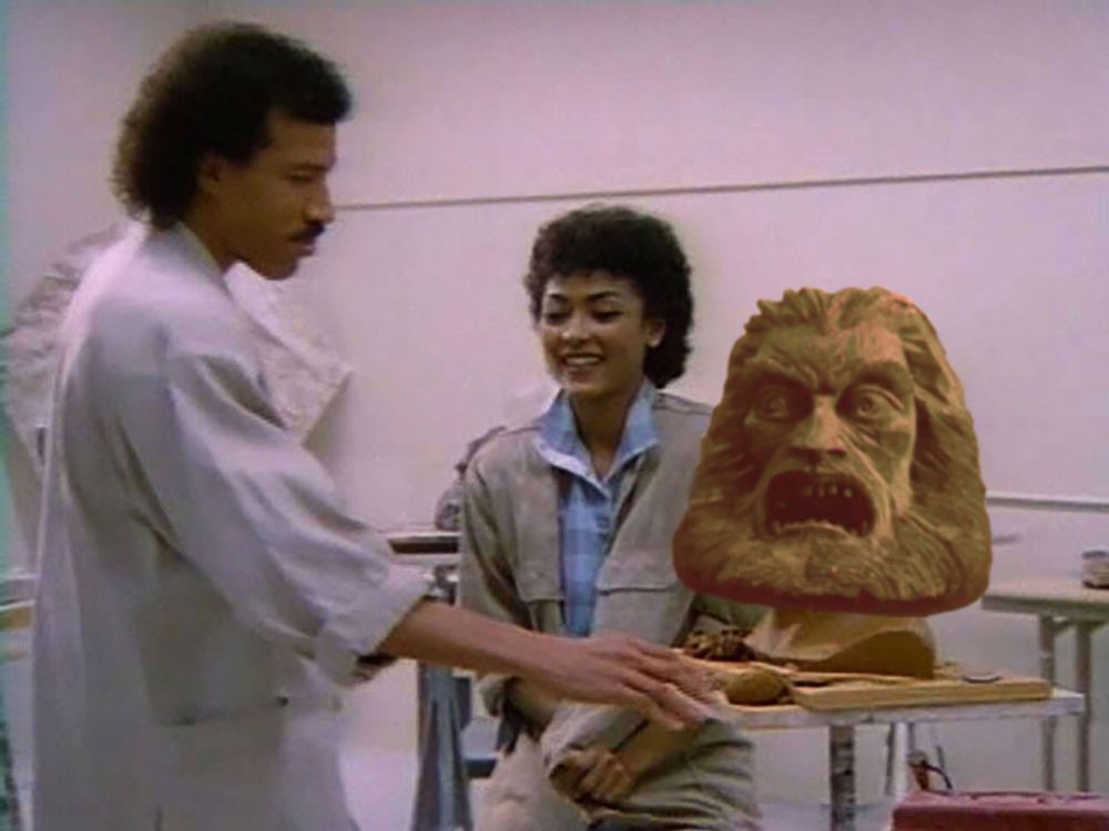 Lionel Ritchie and the clay head of Zardoz.
