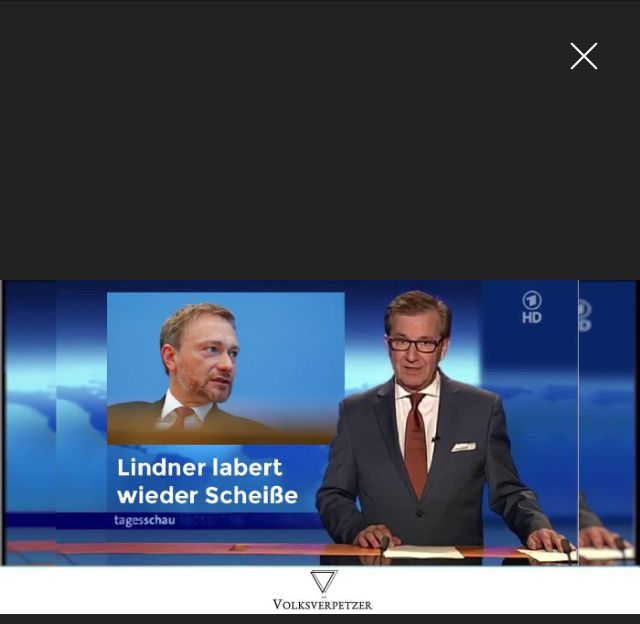 Tagesschau mit Moderator im Hintergrund Bild von Lindner und Text: Lindner labert wieder Scheiße