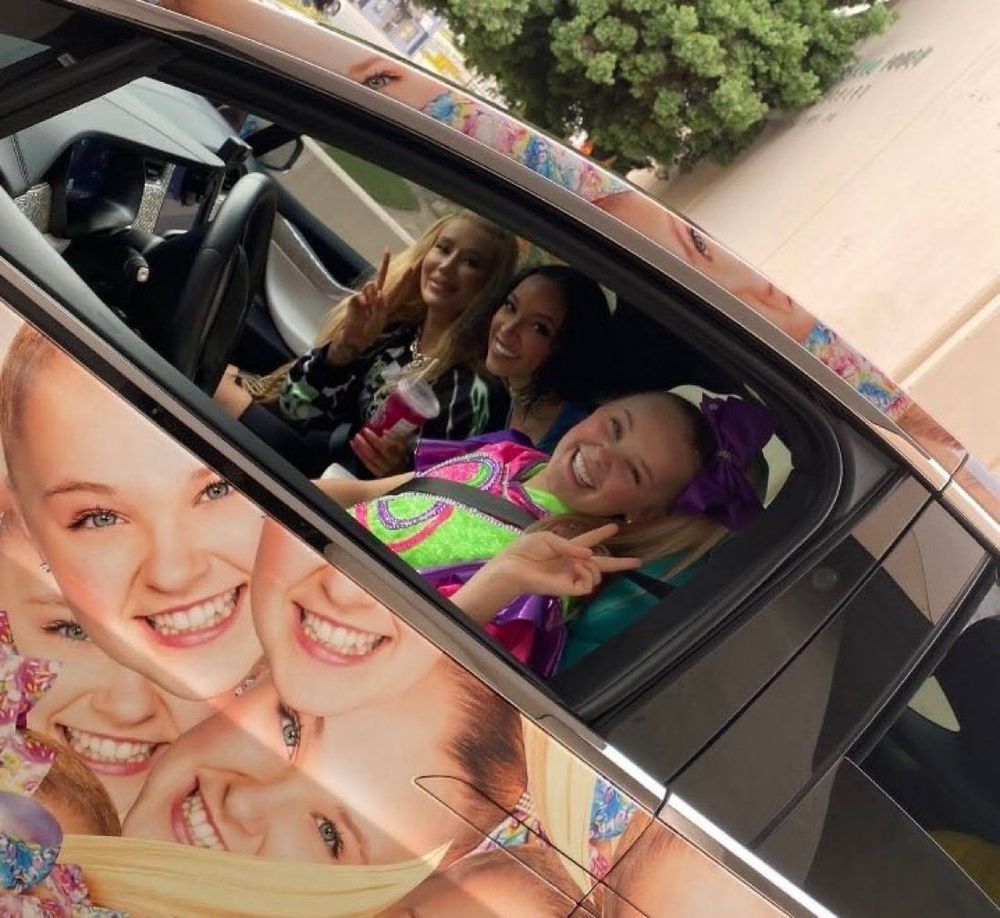 Iggy Azealea, Tinashe, and Jojo Siwa in the Jojo Siwa car