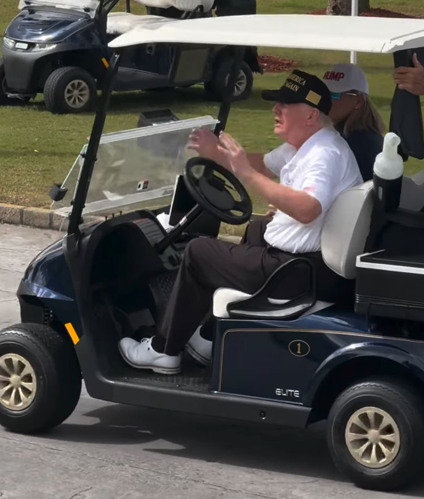 Donald Trump golfing on vacation one week into his presidency