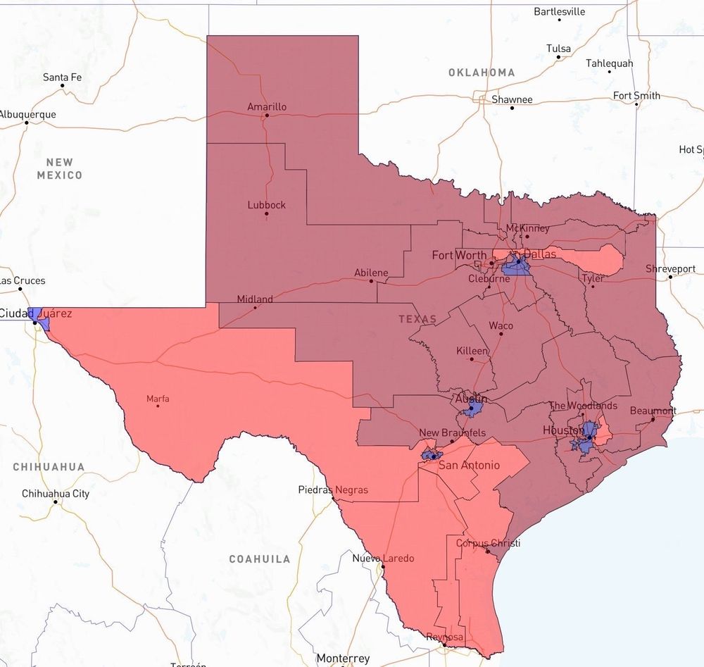 Image of the GOP's proposed Texas congressional district map.