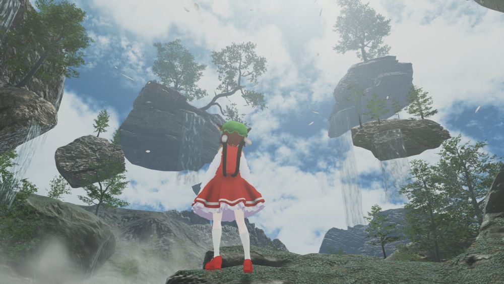 VRChat - Chen from Touhou looking out at floating islands