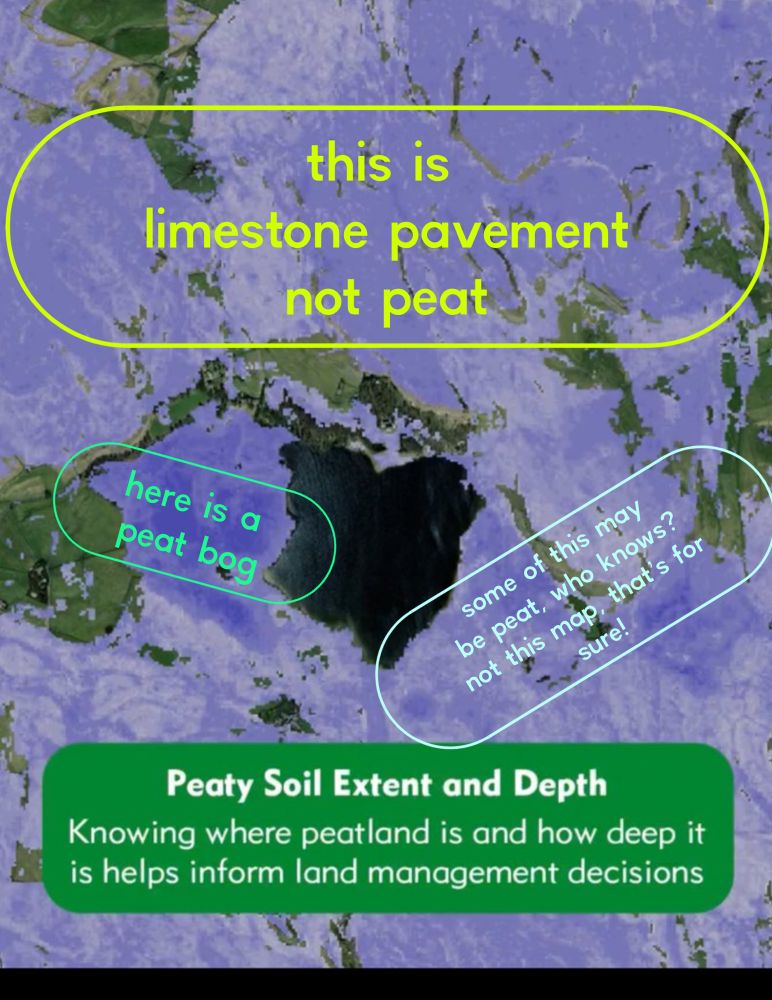 The screen shot of the peat map launch material showing that it’s mapping limestone as peat while claiming to be great! 