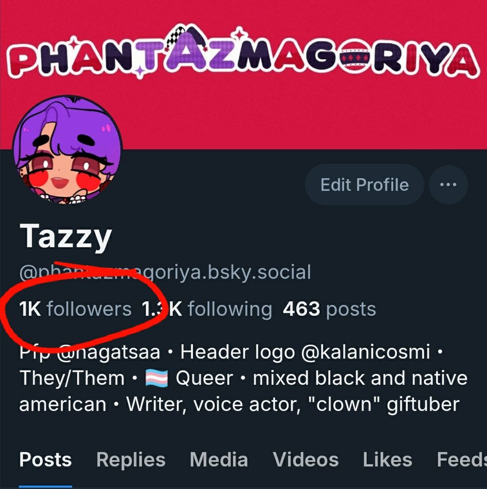 Tazzy with 1k bluesky followers, a goal they'd hoped to hit by the end of the year