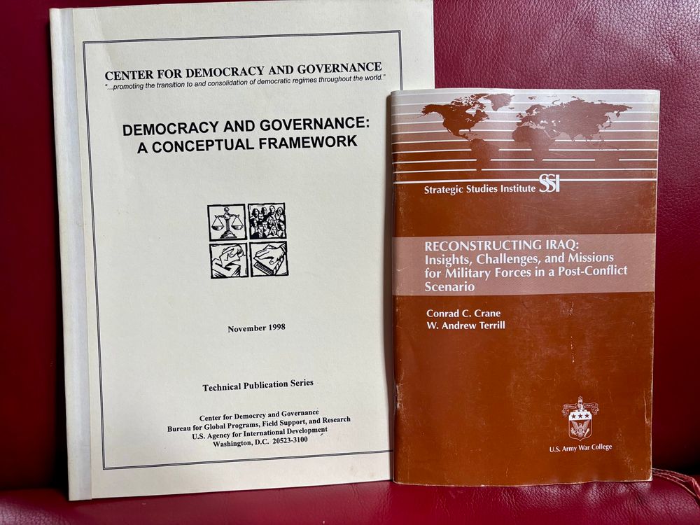 1998 USAID guide for developing nations. 2003 Army guide on reconstructing government. 