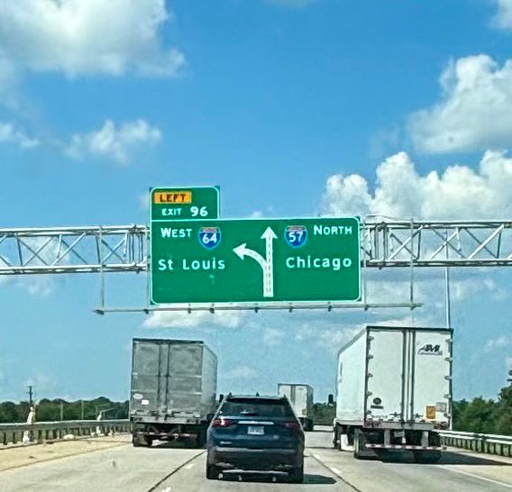 Sign to Chicago or St Louis where Hwy 64 splits in Illinois. 