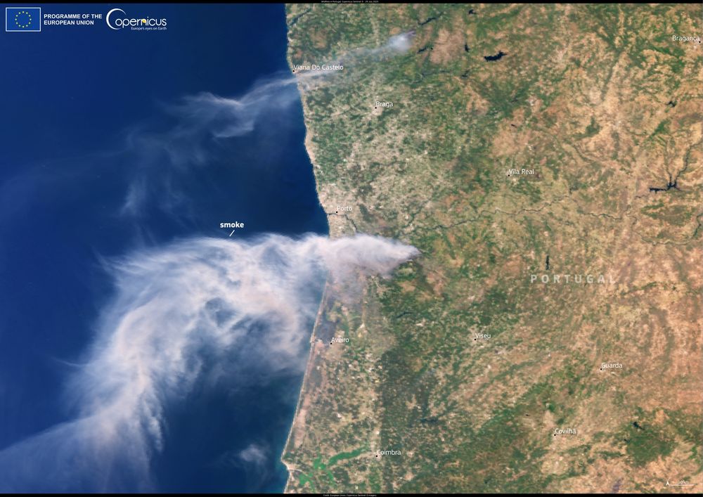 Satellite images of Portugal's wildfires (2025)
