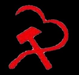a crispy hammer and sickle heart