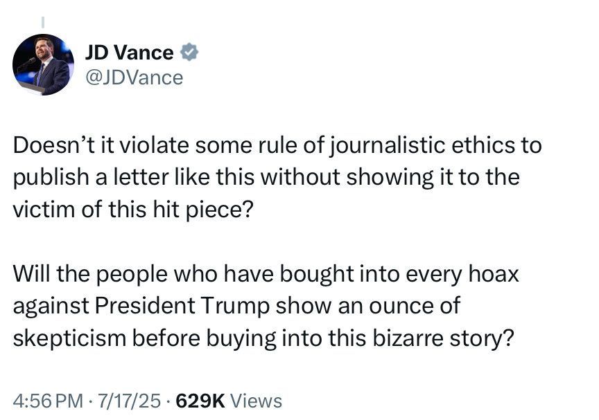screenshot of jd vance putting up a calculated weak defense of Donnie boy