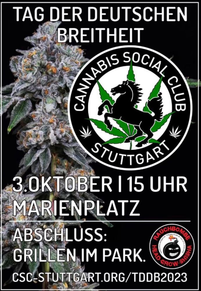 Ein Flyer für den Tag der deutschen Breitheit am 03.Oktober um 15 Uhr am Marienplatz in Stuttgart und anschließendem Grillen im Park.