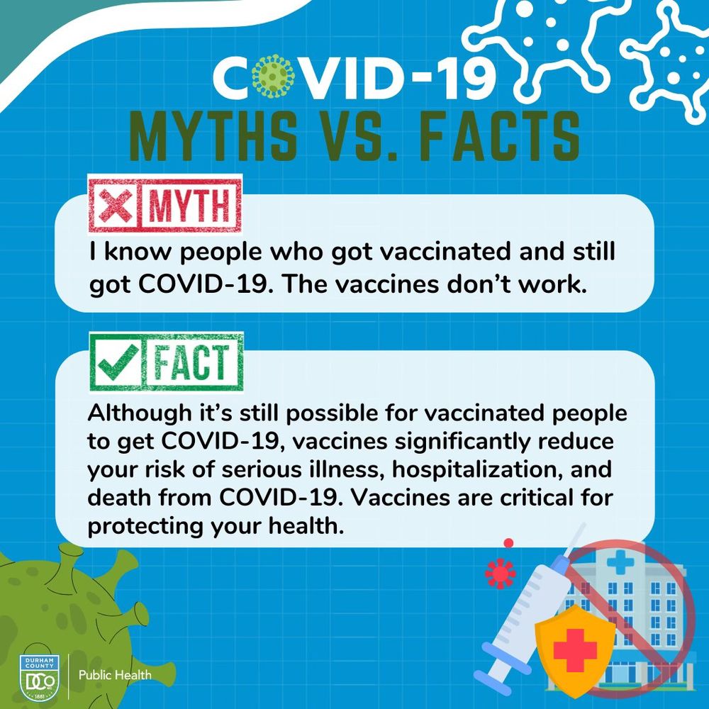 COVID-19 myths vs. facts. myth: I know people who got vaccinated and still got COVID-19. The vaccines don’t work. Fact: Although it’s still possible for vaccinated people to get COVID-19, vaccines significantly reduce your risk of serious illness, hospitalization, and death from COVID-19. Vaccines are critical for protecting your health.
