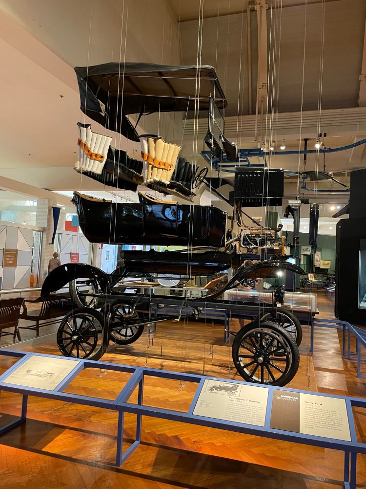A model t all split apart so you can see each part 