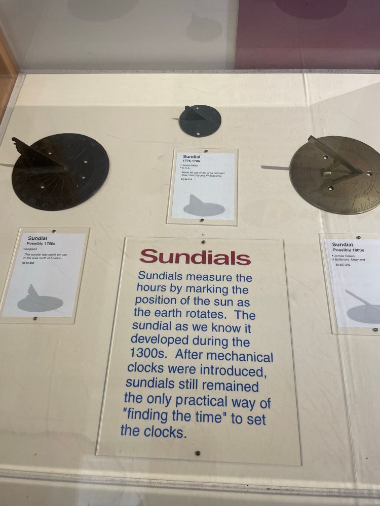 Sundials
Sundials measure the hours by marking the position of the sun as the earth rotates. The sundial as we know it developed during the 1300s. After mechanical clocks were introduced, sundials still remained the only practical way of “finding the time" to set the clocks.
