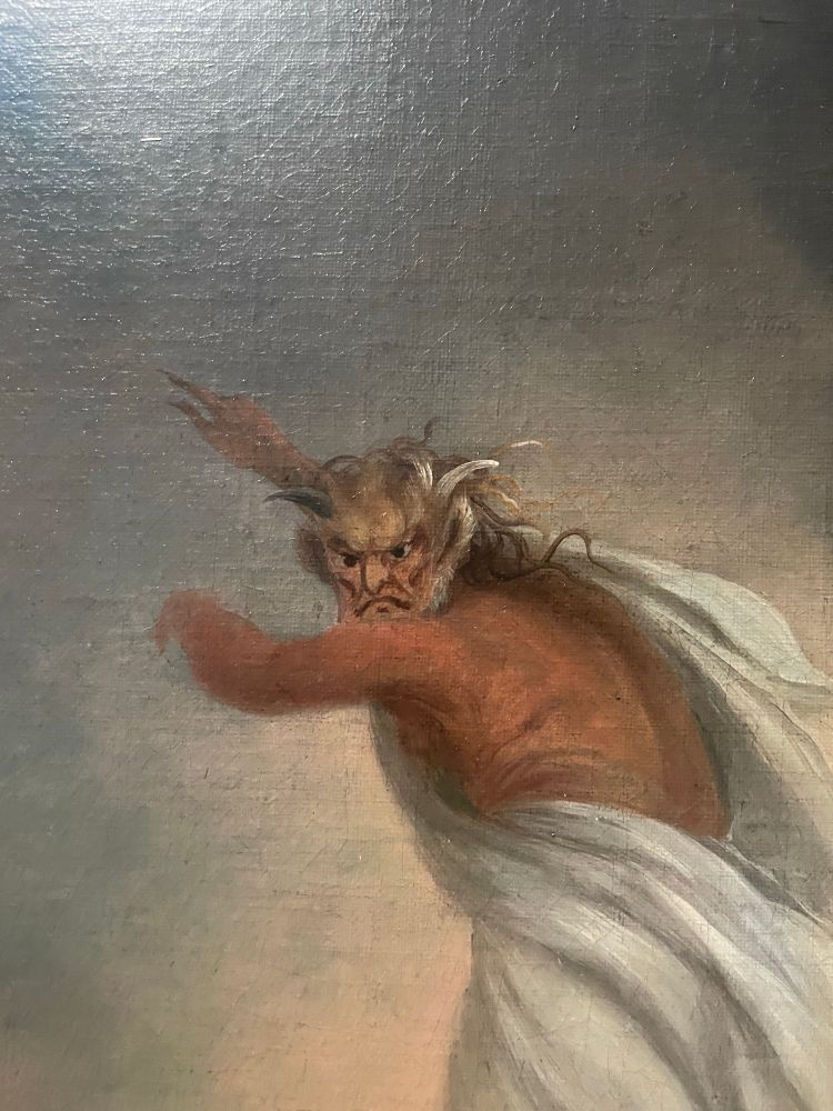 Angry little dude face in a painting 