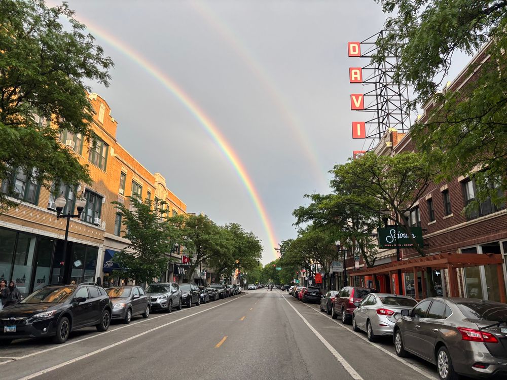 a double rainbow in lincoln square chicago