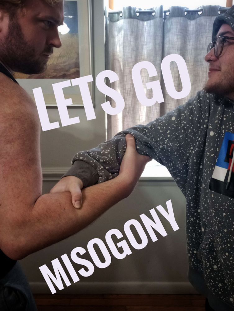 A photo of ty and me and it says let's go misogony