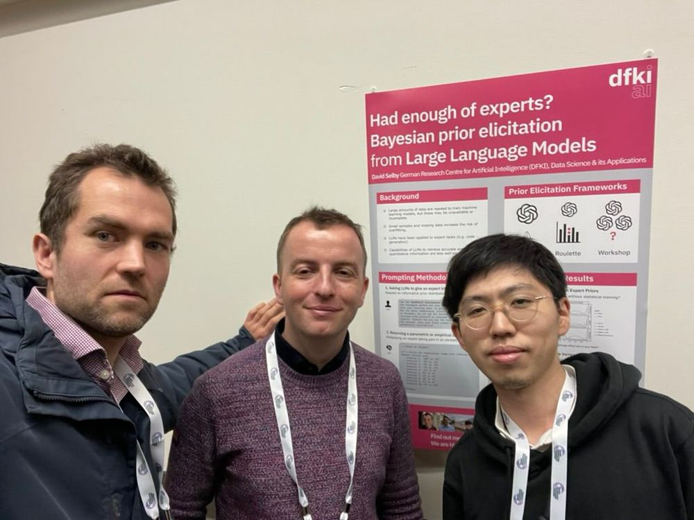 Sebastian Vollmer, David Selby and Yuichiro Iwashita present their poster, "Had enough of experts? Bayesian prior elicitation from Large Language Models" at the NeurIPS Bayesian Decisionmaking and Uncertainty Workshop 2024 in Vancouver, Canada.