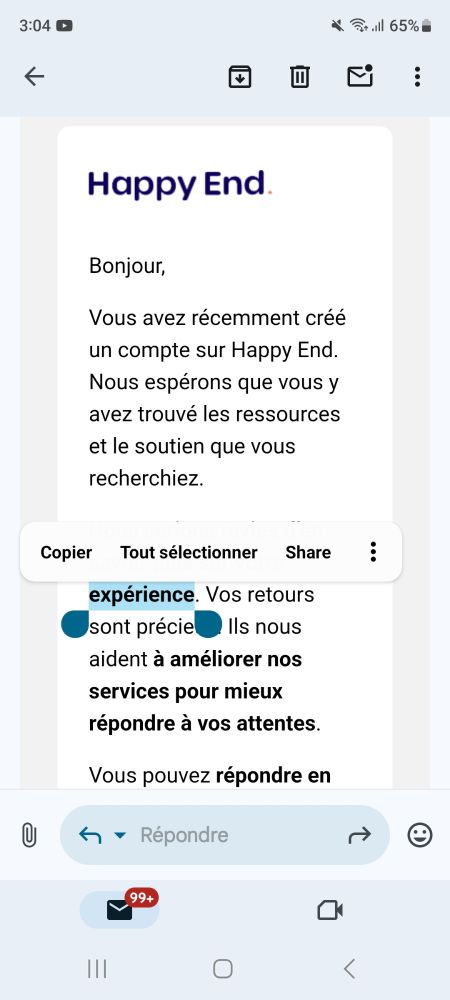 Une invitation du site HappyEnd à donner mon avis sur leurs ressources sur la fin de vie.