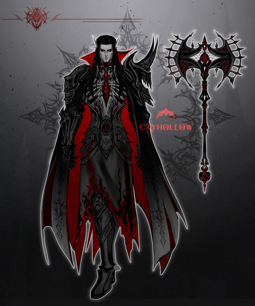 armour commission in red and black with an axe