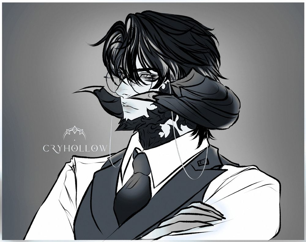 An aura with glasses and black hair