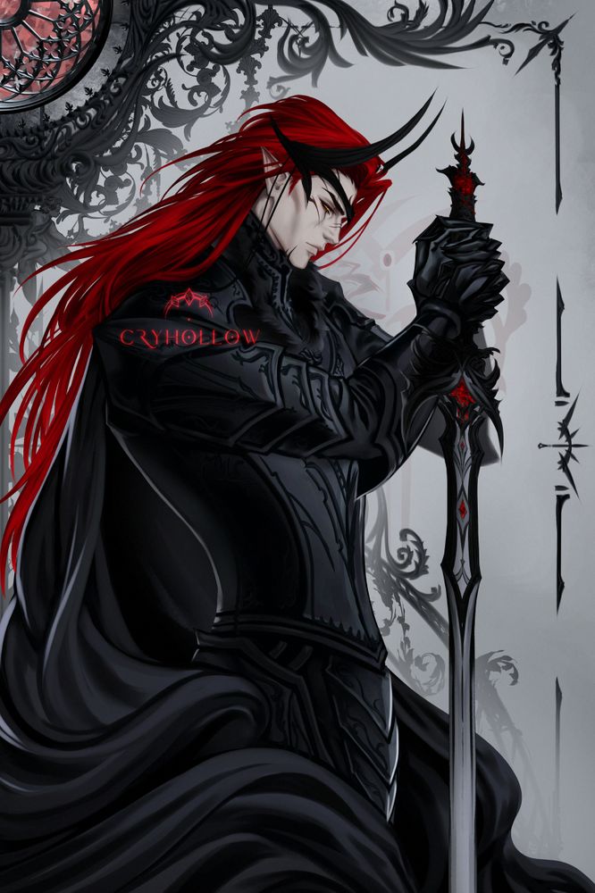 Red haired elf with a sword