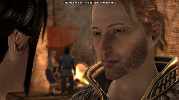 ingame screenshot of anders from dragon age saying 'this will be a disaster. but i can't live without it.' because i am a nerd who defends anders dragon age dating a nerd who defends rabbit devil may cry. 
