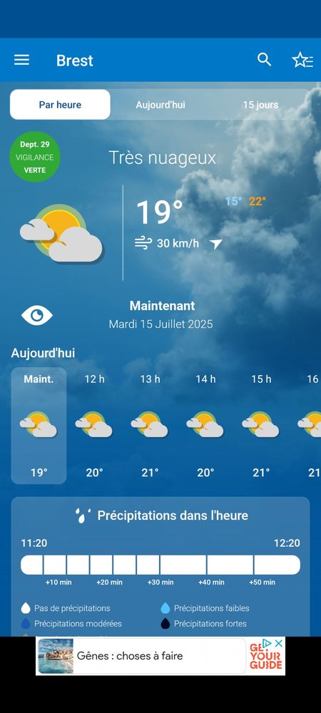copie d'écran des températures, de la météo de Brest, Finistère.
la similitude de température est inquiétante 