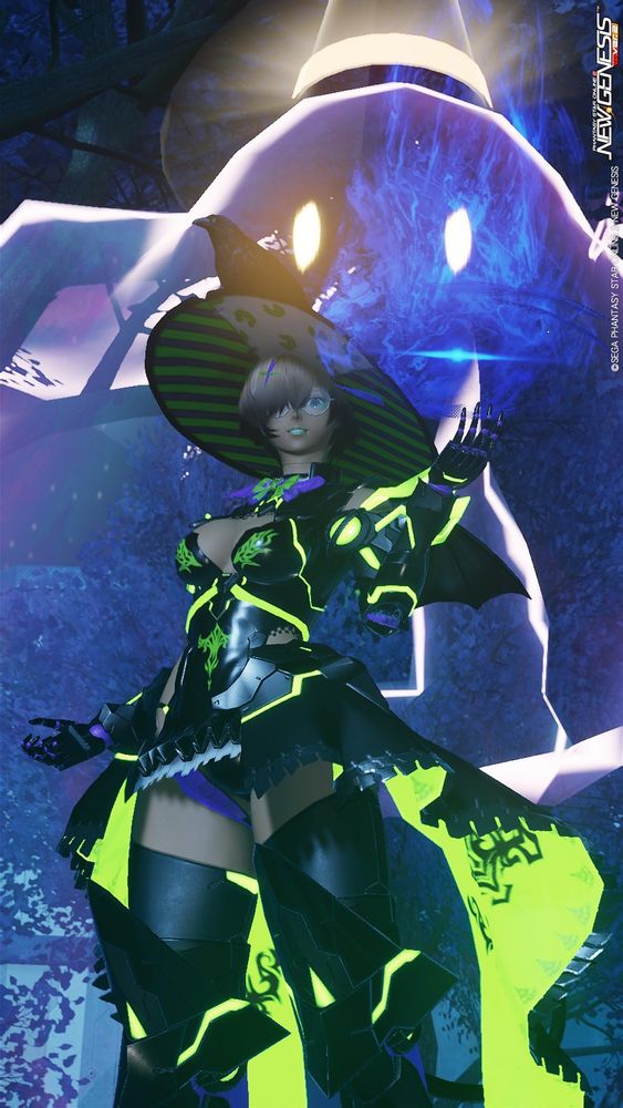 Picture of my PSO2NGS Character as a Demon Witch CAST.