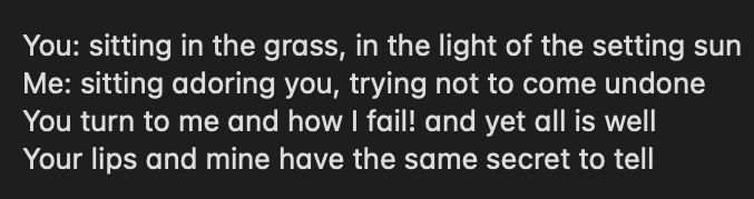 A poem written in the Notes app