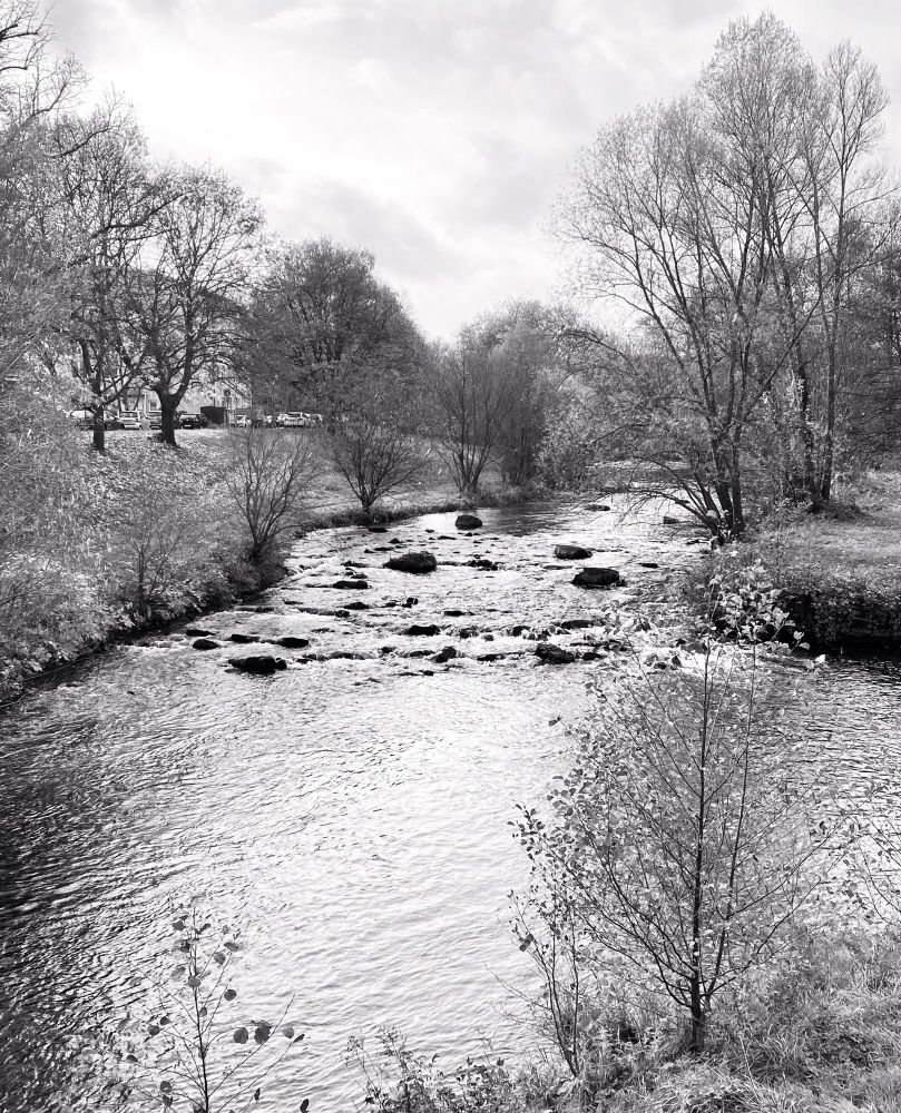 Fluss in schwarz-weiß 