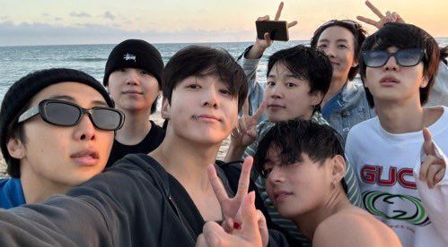BTS during an ot7 live on the beach in LA