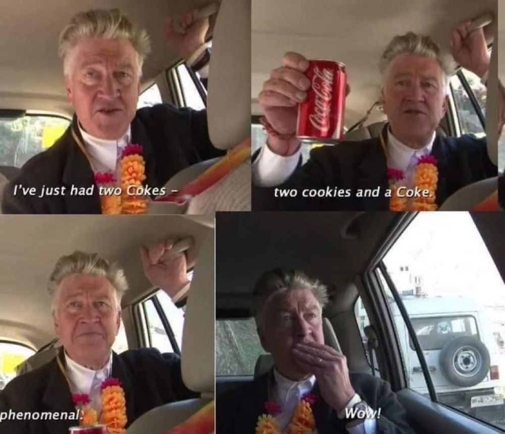 david lynch talking about having two cookies and a coke