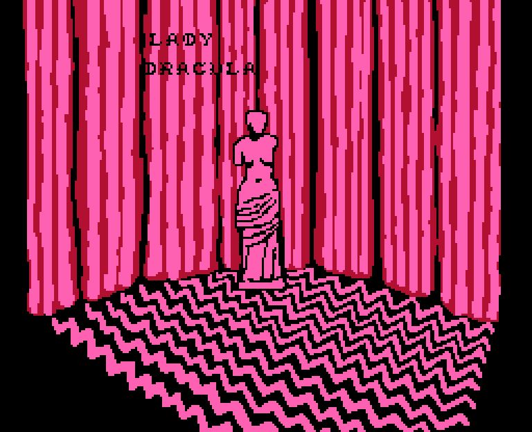 pixel art background / poster for lady dracula. based on twin peaks