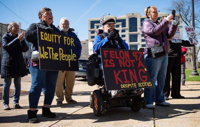 Elderly protesting Trump.
