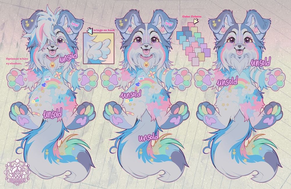 Pastel Trans Collie is up for adoption on luxebytes kofi 💕
