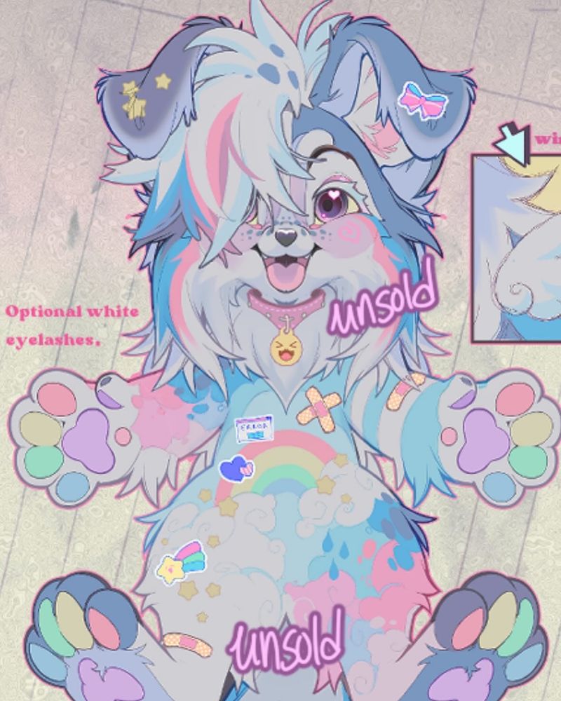 Pastel Trans Collie is up for adoption on luxebytes kofi 💕