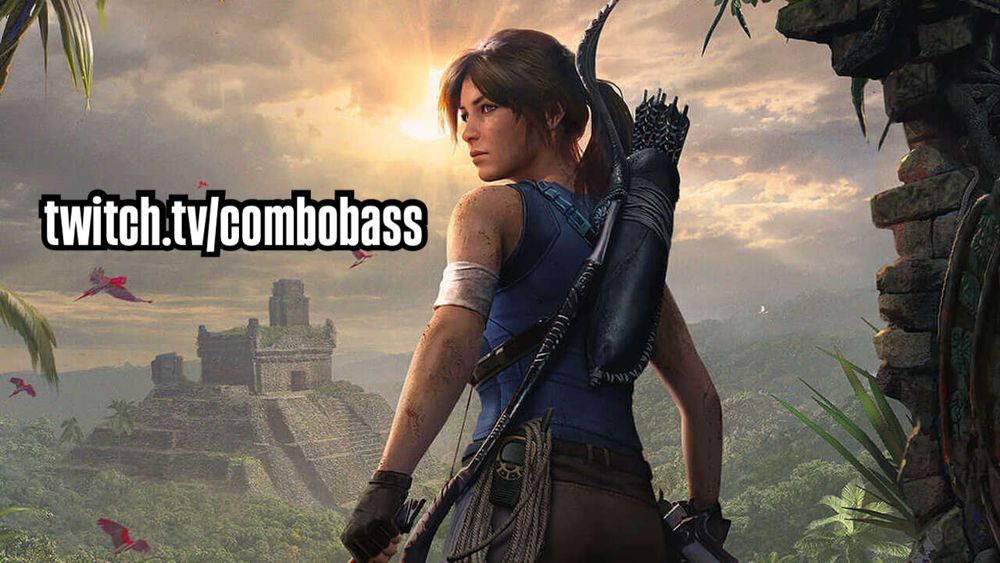 Lara Croft looks out over a Peruvian jungle. I’m the background a temple can be seen. 