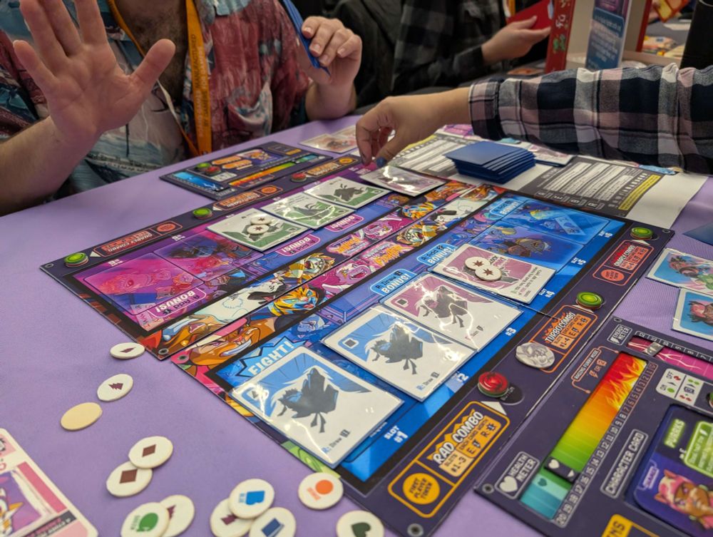 The PopCats Fighter prototype being demoed. The picture is showing 1 person in the middle of placing damage on the other player's moves in the middle of the 1st round.