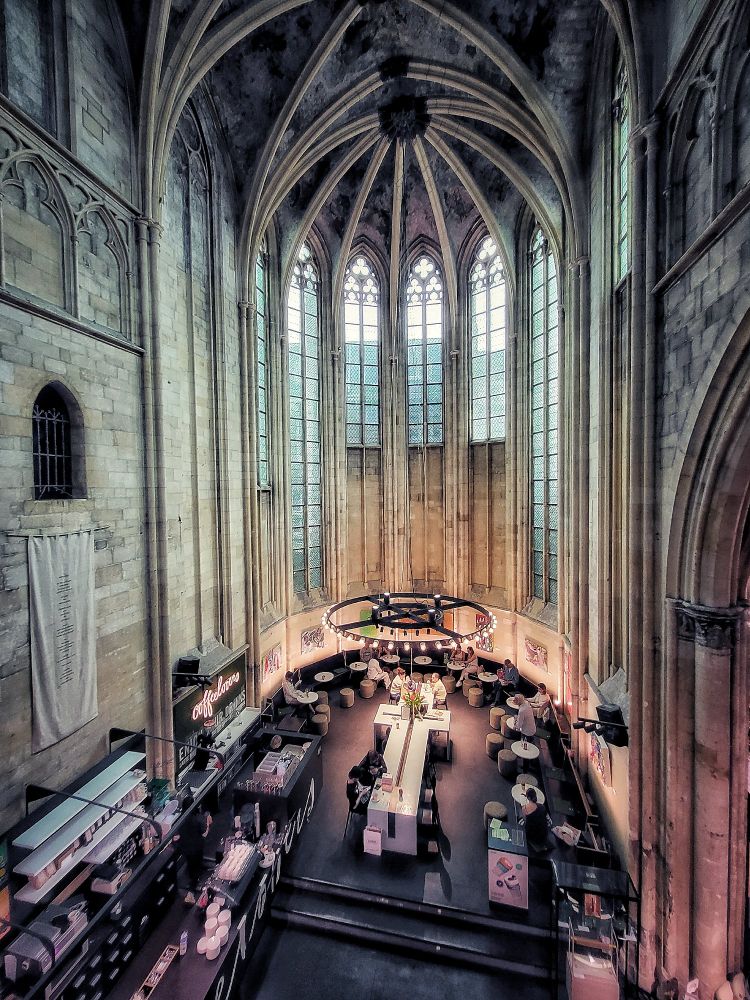 The apse café of the Dominicanen Bookshop in Maastricht in a former Dominican church