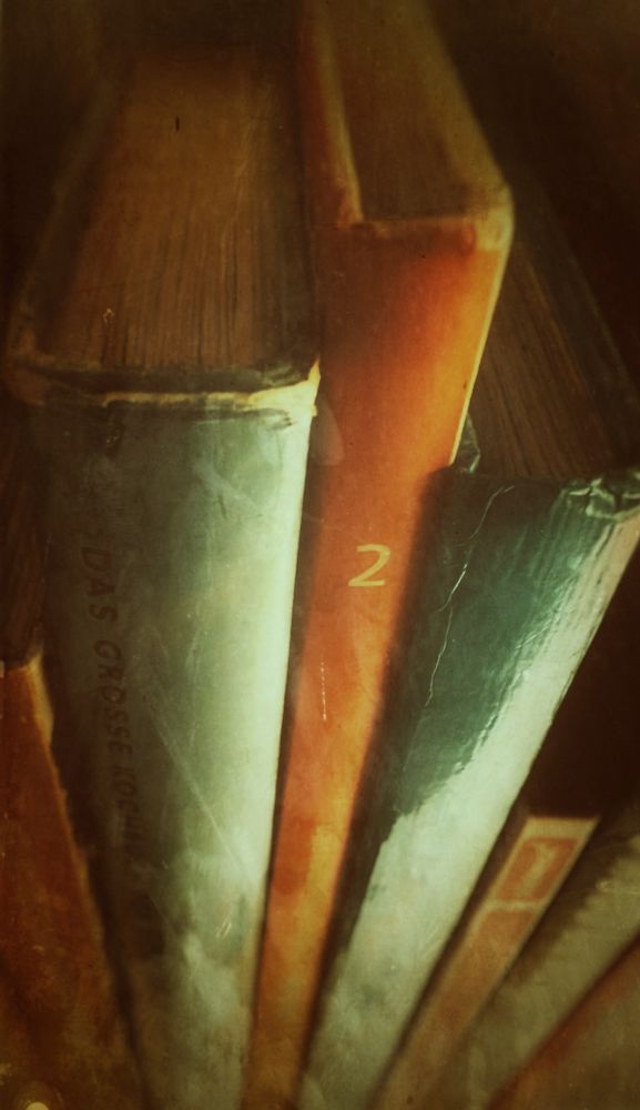 The backs of old cookbooks