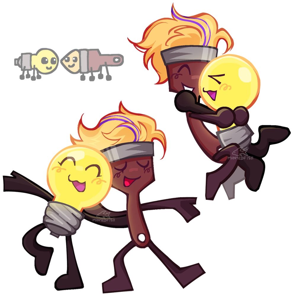 Doodles of lightbulb and paintbrush from inanimate insanity / lightbrush