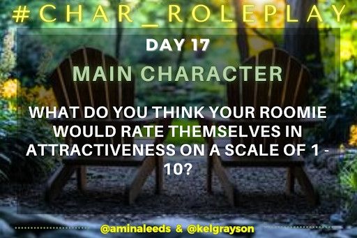 Daily Question Card for #Char_Roleplay
A pair of brown wood Adirondack chairs positioned on a small stone patio overlooking a yard bathed in a golden sunset.