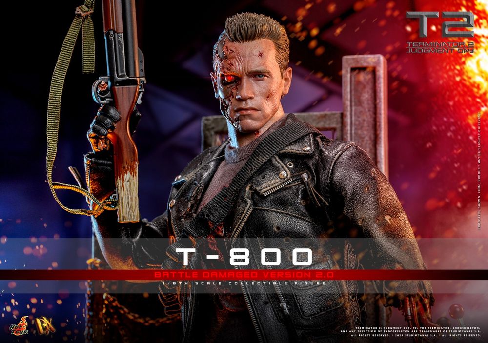 Pre-Order Hot Toys T-800 Battle Damaged Version 2.0 Terminator 2 Sixth Scale Figure DX46