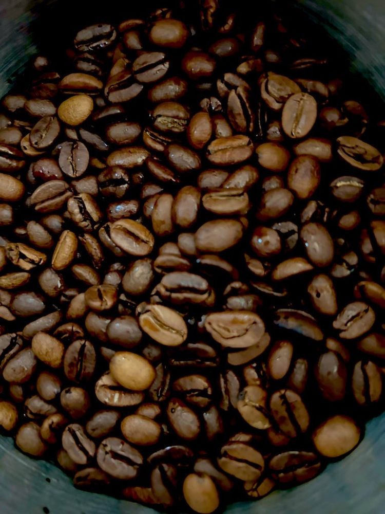 A close-up of freshly roasted coffee beans with which brown tones.